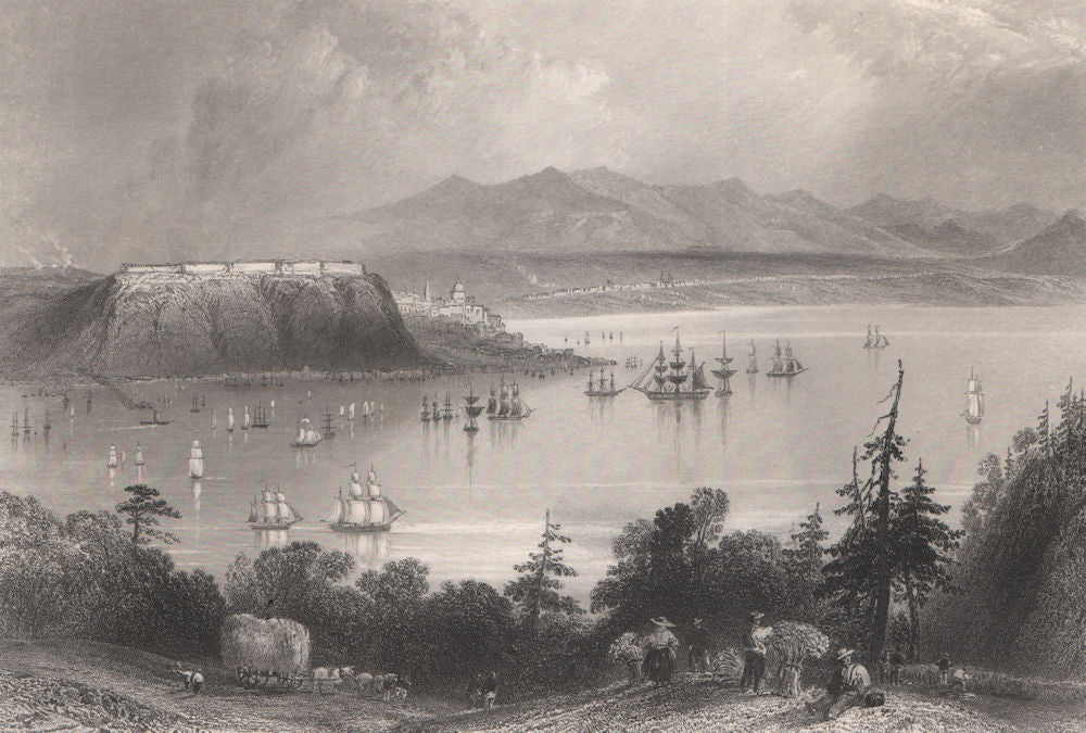 CANADA. Quebec City from the opposite shore of the St. Lawrence. BARTLETT 1842